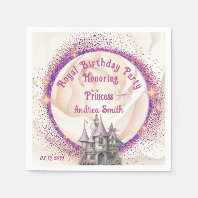  Elegant Fairy Tale Royal Princess Birthday Party Napkin (Front)