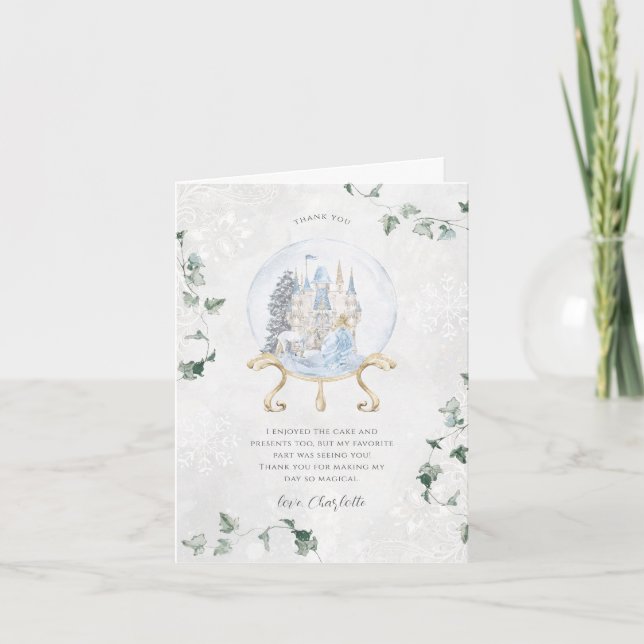 Elegant Fairy Tale | Winter Princess Birthday Thank You Card (Front)