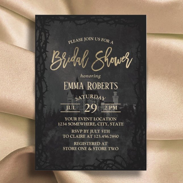 Elegant Fairytale Castle Thorn Frame Bridal Shower Invitation (Creator Uploaded)