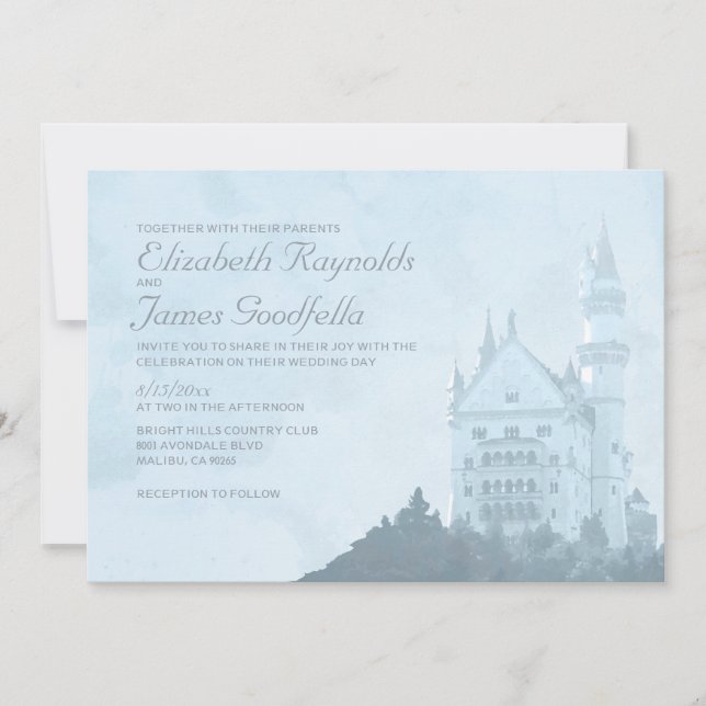 Elegant Fairytale Castle Wedding Invitations (Front)