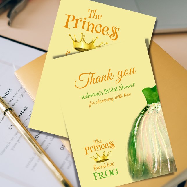 Elegant Fairytale Princess Frog Bridal Shower  Thank You Card (Creator Uploaded)