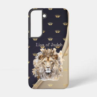 Elegant Faith Lion of Judah Beige Navy Gold Crowns Samsung Galaxy Case