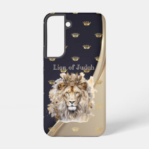 Elegant Faith Lion of Judah Beige Navy Gold Crowns Samsung Galaxy Case