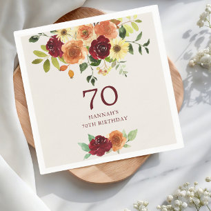 Elegant Fall Autumn Floral 70th Birthday Napkin