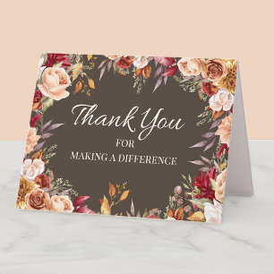 Elegant Fall Autumn Floral Thank You Card