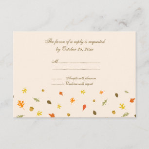 Elegant fall autumn leaves wedding rsvp flat card