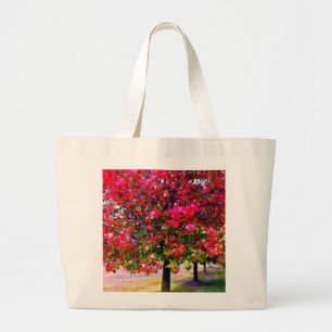 Elegant Fall Autumn pink impressionistic trees Large Tote Bag