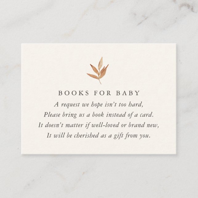 Elegant Fall Baby Shower Books for Baby Enclosure Card (Front)
