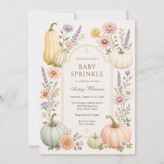 Elegant Fall Baby Sprinkle | Wildflower Pumpkins Invitation