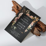 Elegant fall black floral wedding QR code details Invitation<br><div class="desc">Bring modern romance to your fall celebration with this elegant black floral wedding invitation. Featuring moody watercolor flowers in rich autumn tones and a customisable QR code on the back side, it’s perfect for couples embracing a stylish, convenient way to share their details. The minimal, modern layout makes it versatile...</div>