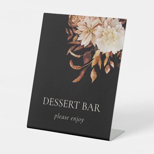 Elegant Fall Black Wedding Pedestal Sign (Front)