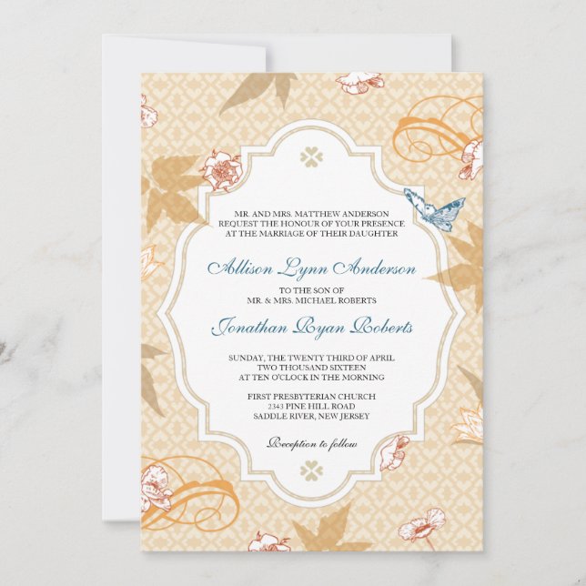 Elegant Fall Bohemian Autumn Wedding Invitation (Front)