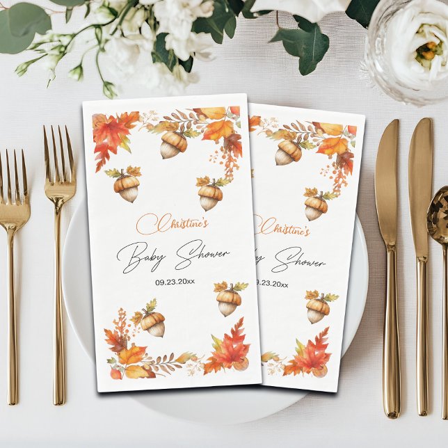 Elegant Fall Boho Floral Baby Shower Napkin (Creator Uploaded)