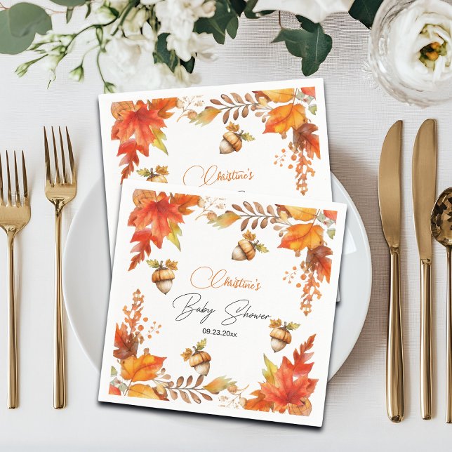 Elegant Fall Boho Floral Baby Shower Napkin (Creator Uploaded)