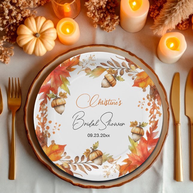 Elegant Fall Boho Floral Bridal Shower Paper Plate (Creator Uploaded)