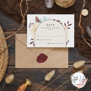 Elegant Fall Botanical Floral Wedding RSVP Card