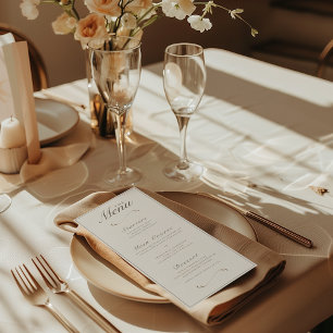 Elegant Fall Botanical Ivory & Ash Wedding Dinner Menu