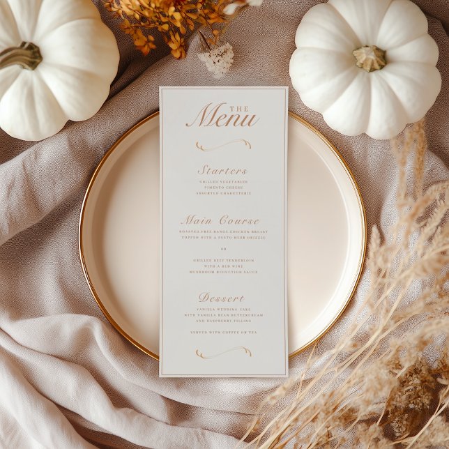 Elegant Fall Botanical Ivory & Terracotta Wedding Menu (Creator Uploaded)