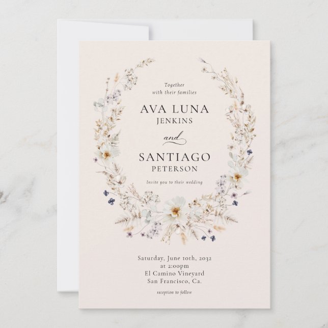 Elegant Fall Botanical Wedding Photo Invitation (Front)