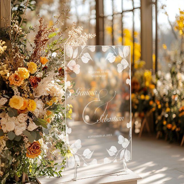 Elegant Fall Botanical Wedding Welcome Acrylic Sign (Creator Uploaded)