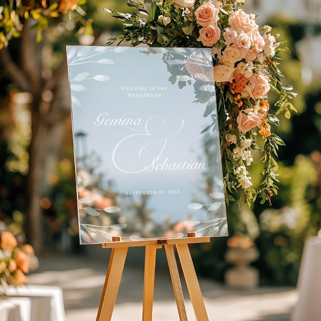 Elegant Fall Botanical Wedding Welcome Acrylic Sign (Creator Uploaded)