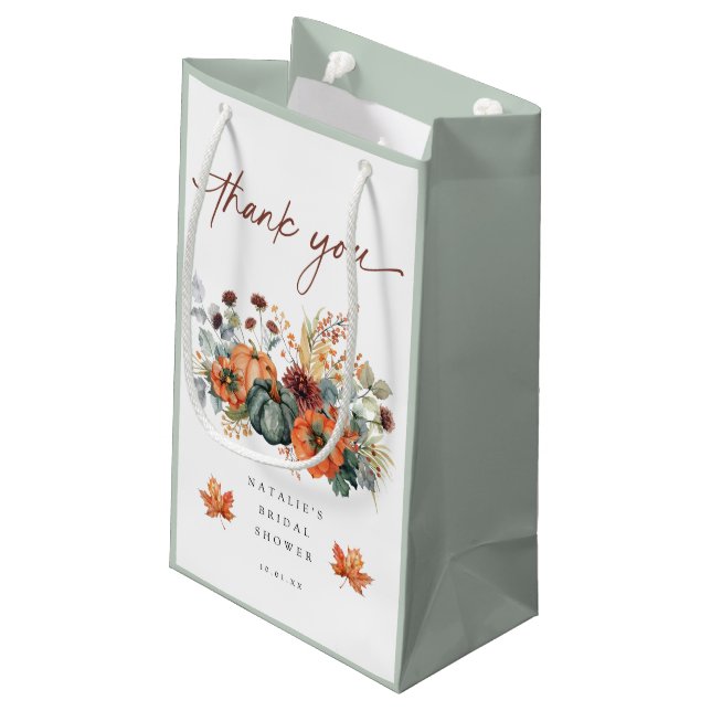 Elegant Fall Bridal Shower Favour Small Gift Bag (Back Angled)