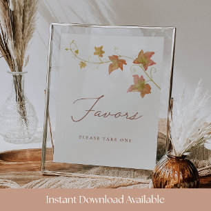 Elegant Fall Bridal Shower Favour Table Sign