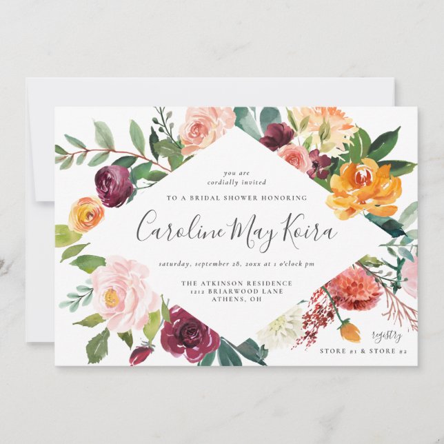 Elegant Fall Bridal Shower Invitation (Front)