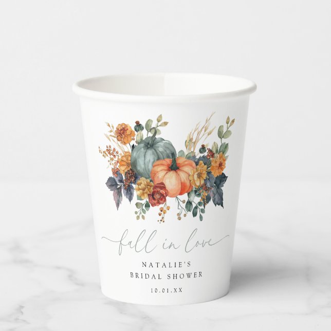 Elegant Fall Bridal Shower Paper Cups (Left)