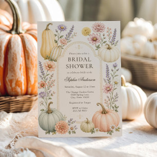 Elegant Fall Bridal Shower Watercolor Pumpkin Invitation