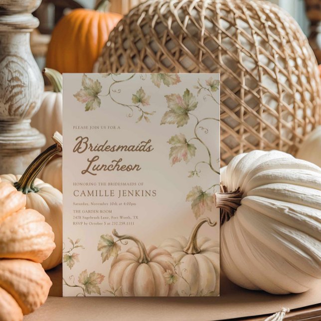 Elegant Fall Bridesmaids Luncheon Invitation (Bridesmaids Luncheon Fall Pumpkin Invitation)