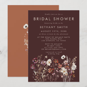 Elegant Fall Brown Floral Bridal Shower Invitation