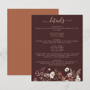 Elegant Fall Brown Floral Wedding Enclosure Card