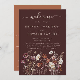 Elegant Fall Brown Floral Wedding Programme