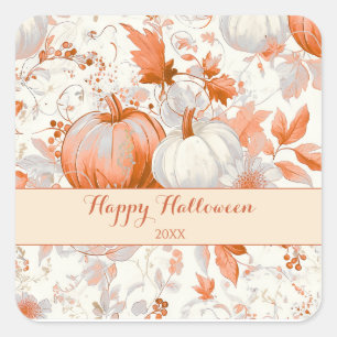 Elegant Fall Chinoiserie Halloween Square Sticker