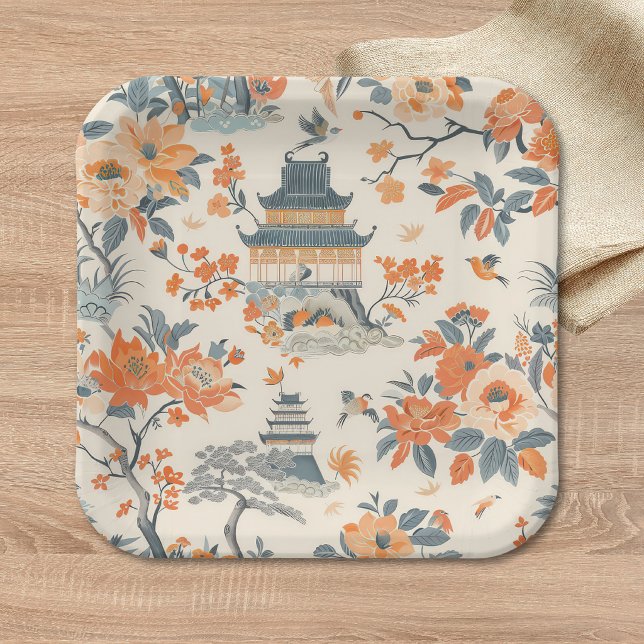 Elegant Fall Chinoiserie Paper Plate (Creator Uploaded)