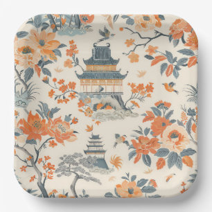Elegant Fall Chinoiserie Paper Plate