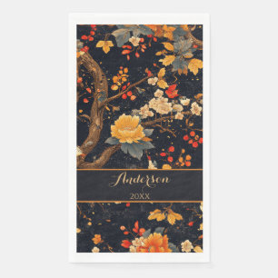 Elegant Fall Chinoiserie Paper Plate Napkin