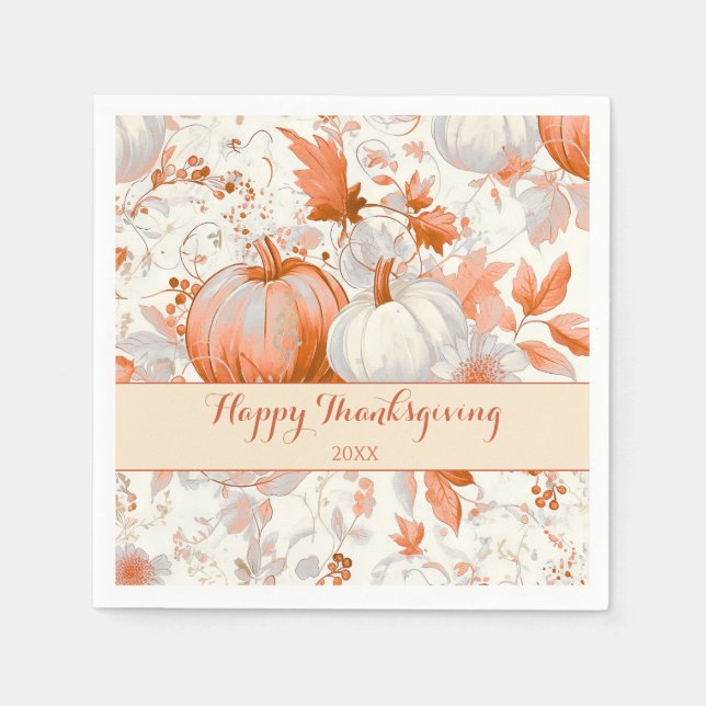 Elegant Fall Chinoiserie Thanksgiving  Napkin (Front)