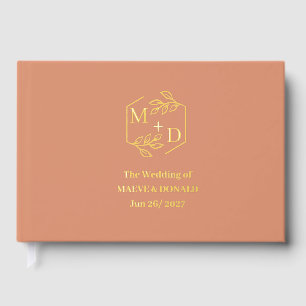 Elegant Fall Clay Terracotta Gold Foil Wedding Guest Book