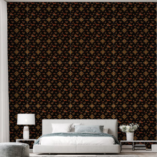 Elegant Fall Dachshund Pattern: Autumn Blooms Wallpaper