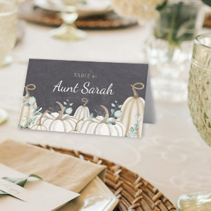 Elegant Fall Farmhouse Theme Pumpkin Placecards