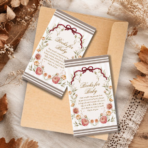 Elegant Fall Floral Baby Shower Books For Baby Enclosure Card