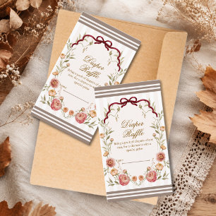 Elegant Fall Floral Baby Shower Books For Baby Enclosure Card