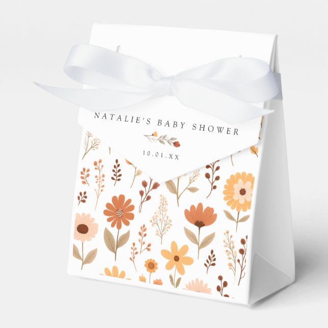 Elegant Fall Floral Baby Shower Favour Box (Front Side)