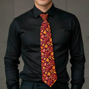 Elegant Fall Floral Bold Coloured Botanical Tie