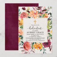 Elegant fall floral burgundy blush dedication