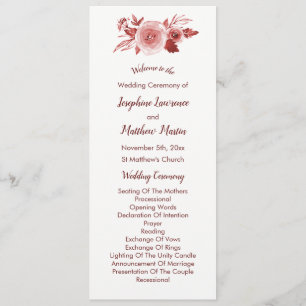 Elegant Fall Floral Burgundy Wedding Programs Programme