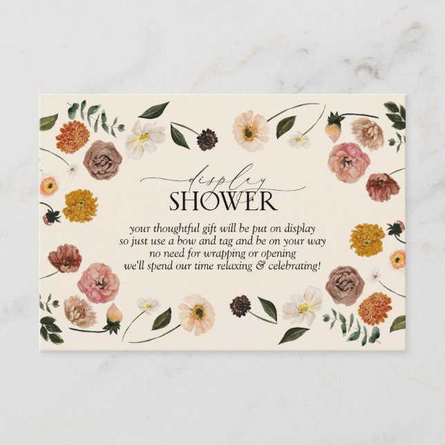 Elegant Fall Floral Display Shower Enclosure Card (Front)