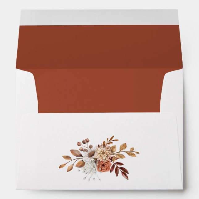 Elegant Fall Floral Leaves Address  Envelope (Back (Bottom))